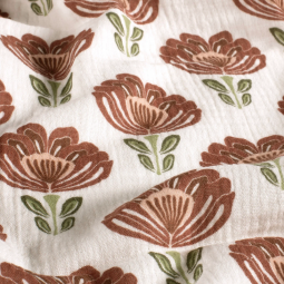 Tissu double gaze - Tulipe blanc cassé