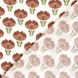 Tissu double gaze - Tulipe blanc cassé