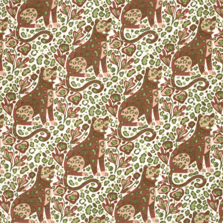 Tissu double gaze - Panthère blanc cassé