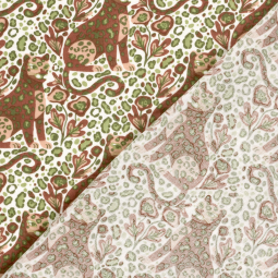 Tissu double gaze - Panthère blanc cassé
