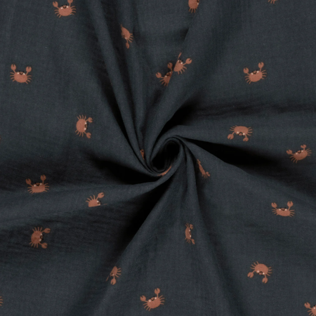 Tissu double gaze - Crabe bleu marine