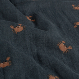 Tissu double gaze - Crabe bleu marine