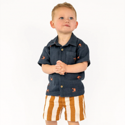 Tissu double gaze - Crabe bleu marine