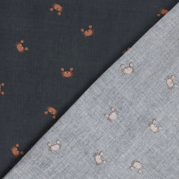 Tissu double gaze - Crabe bleu marine