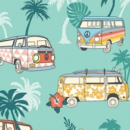 Tissu cretonne - Surf turquoise