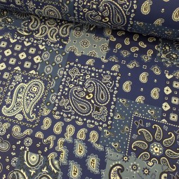 Tissu coton - Farwest bleu