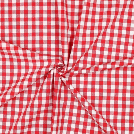 Tissu coton vichy - Rouge