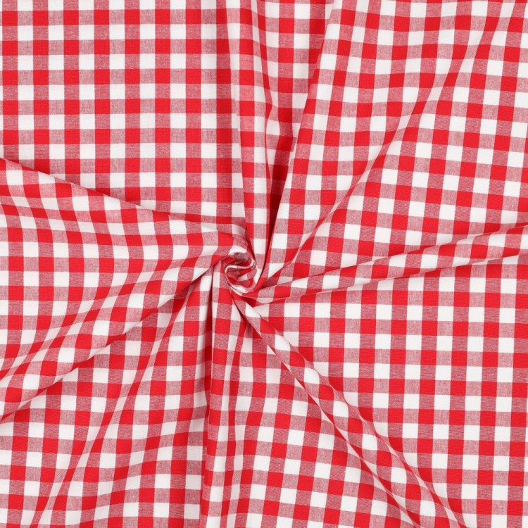 Tissu coton vichy - Rouge
