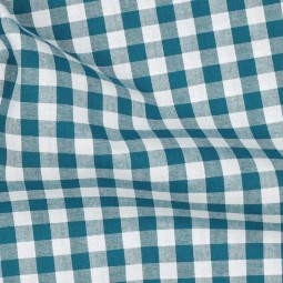 Tissu coton vichy - Pétrole