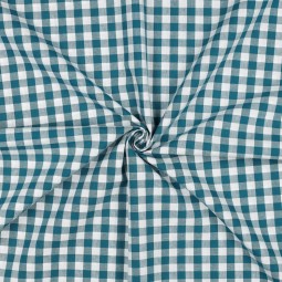 Tissu coton vichy - Pétrole