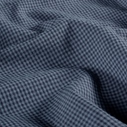 Tissu seersucker - Mini vichy bleu marine