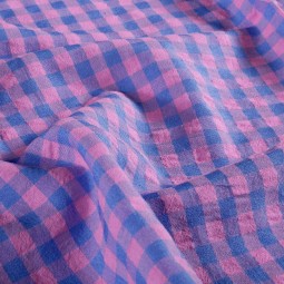 Tissu seersucker - Vichy Violet