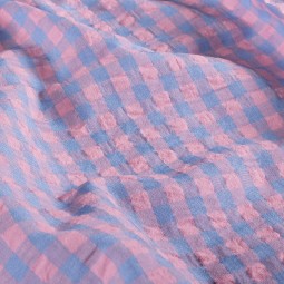 Tissu seersucker - Vichy lilas
