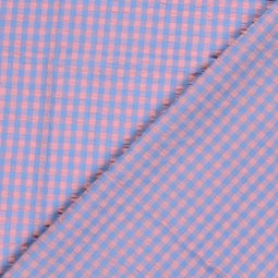 Tissu seersucker - Vichy lilas