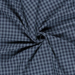 Tissu seersucker - Vichy marine