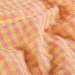 Tissu seersucker - Vichy Jaune
