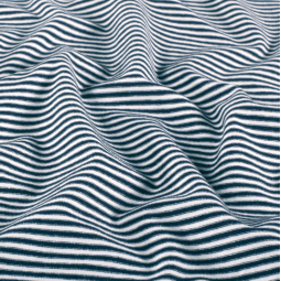 Tissu jersey coton - Rayures bleu marine