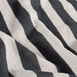 Tissu double gaze - Rayures marine