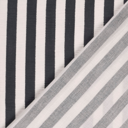 Tissu double gaze - Rayures marine