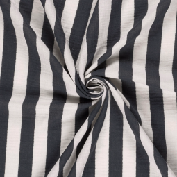 Tissu double gaze - Rayures marine