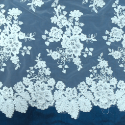Tissu dentelle - Ricamito blanc