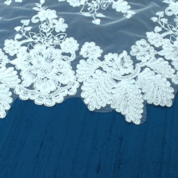 Tissu dentelle - Ricamito blanc