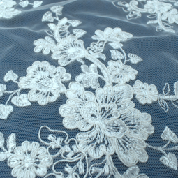 Tissu dentelle - Ricamito blanc