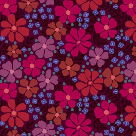 Tissu Nancy Rinc - Mystic Meadow - Floral red