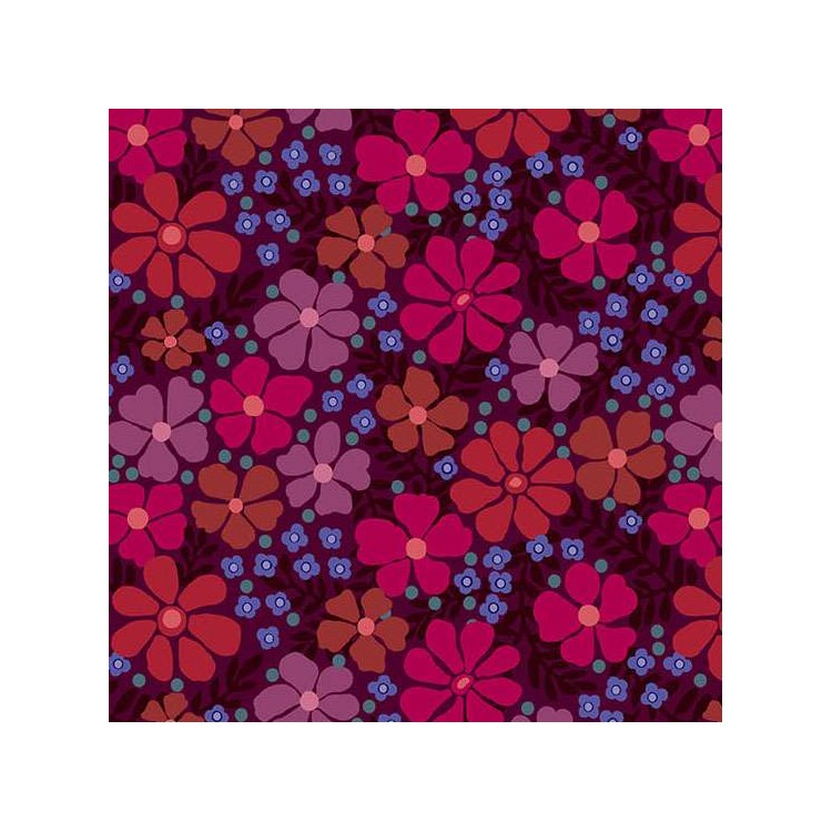 Tissu Nancy Rinc - Mystic Meadow - Floral red