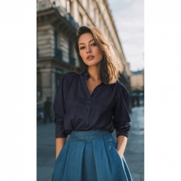 Tissu gabardine - Jean fin bleu indigo