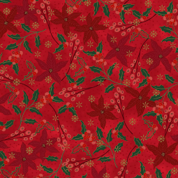 Tissu Noël - We love Christmas - Houx rouge