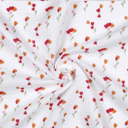 Tissu double gaze - Mariotte rouge