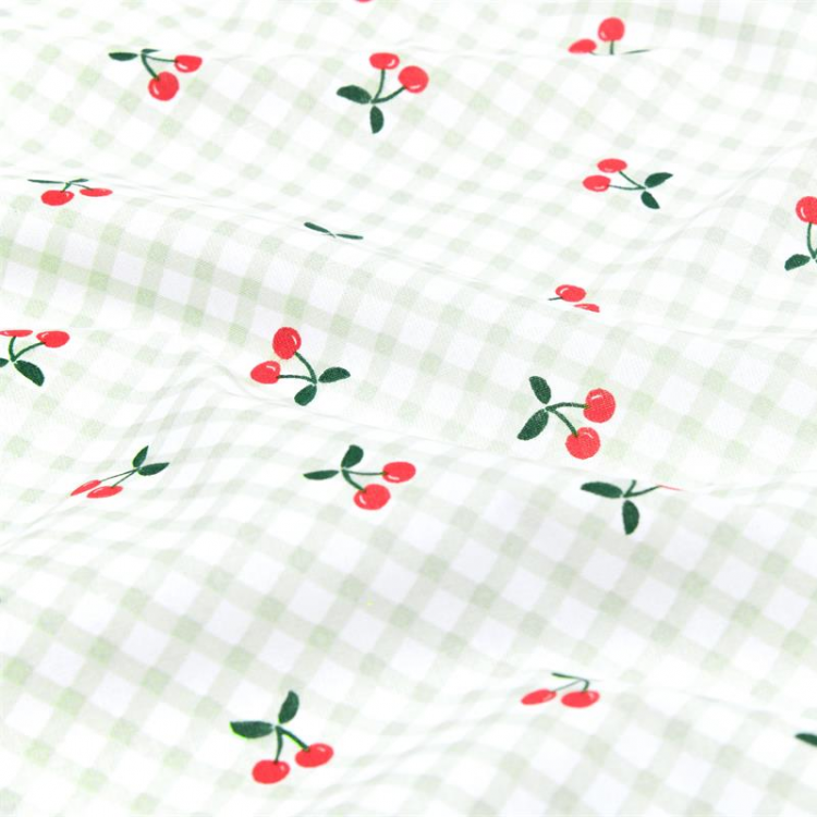 Tissu coton - Cherries vert