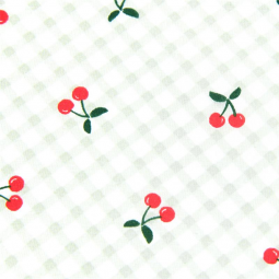 Tissu coton - Cherries vert