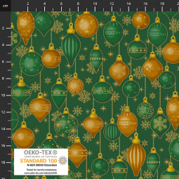 Tissu Noël - Snow crystals - Décoration vert