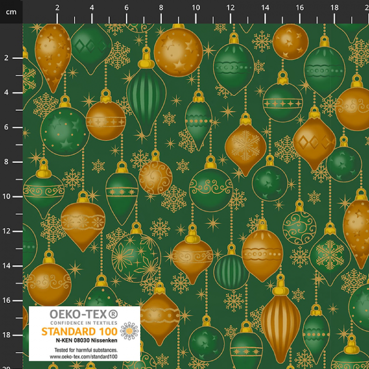 Tissu Noël - Snow crystals - Décoration vert
