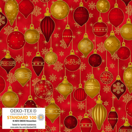 Tissu Noël - Snow crystals - Décoration rouge
