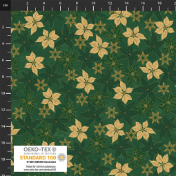 Tissu Noël - Snow crystals - Poincetia vert