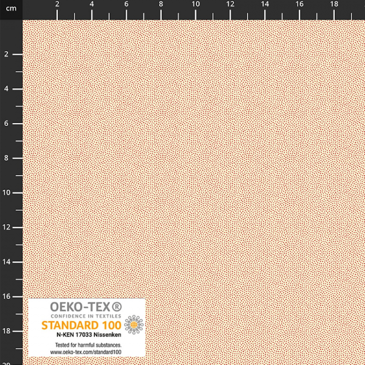 Tissu faux-uni - Petit points crème corail
