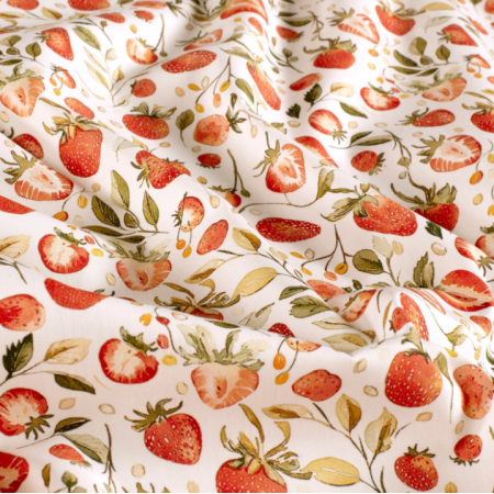Tissu popeline - Ramasser les fraises