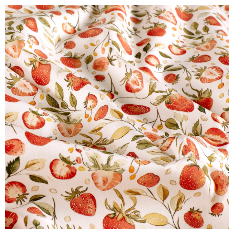 Tissu popeline - Ramasser les fraises