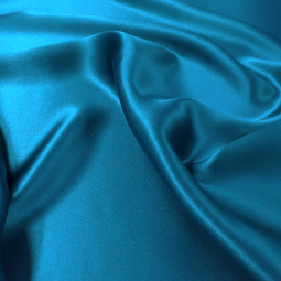 Tissu Soie - Satin bleu canard