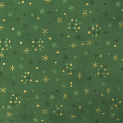 Tissu Noël - Snow crystals - Etoile vert