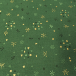 Tissu Noël - Snow crystals - Etoile vert