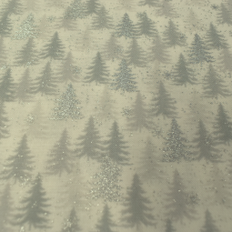Tissu Noël - We love Christmas - Sapin argent