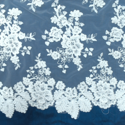 Tissu dentelle - Ricamito blanc