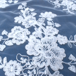 Tissu dentelle - Ricamito blanc