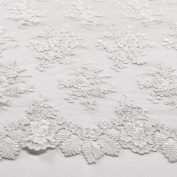 Tissu dentelle - Ricamito blanc