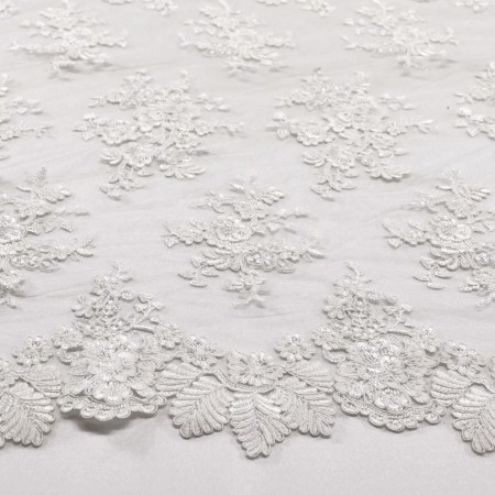 Tissu dentelle - Ricamito blanc