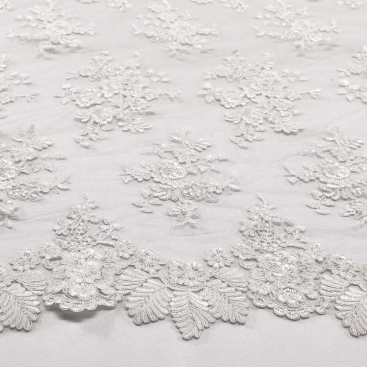 Tissu dentelle - Ricamito blanc